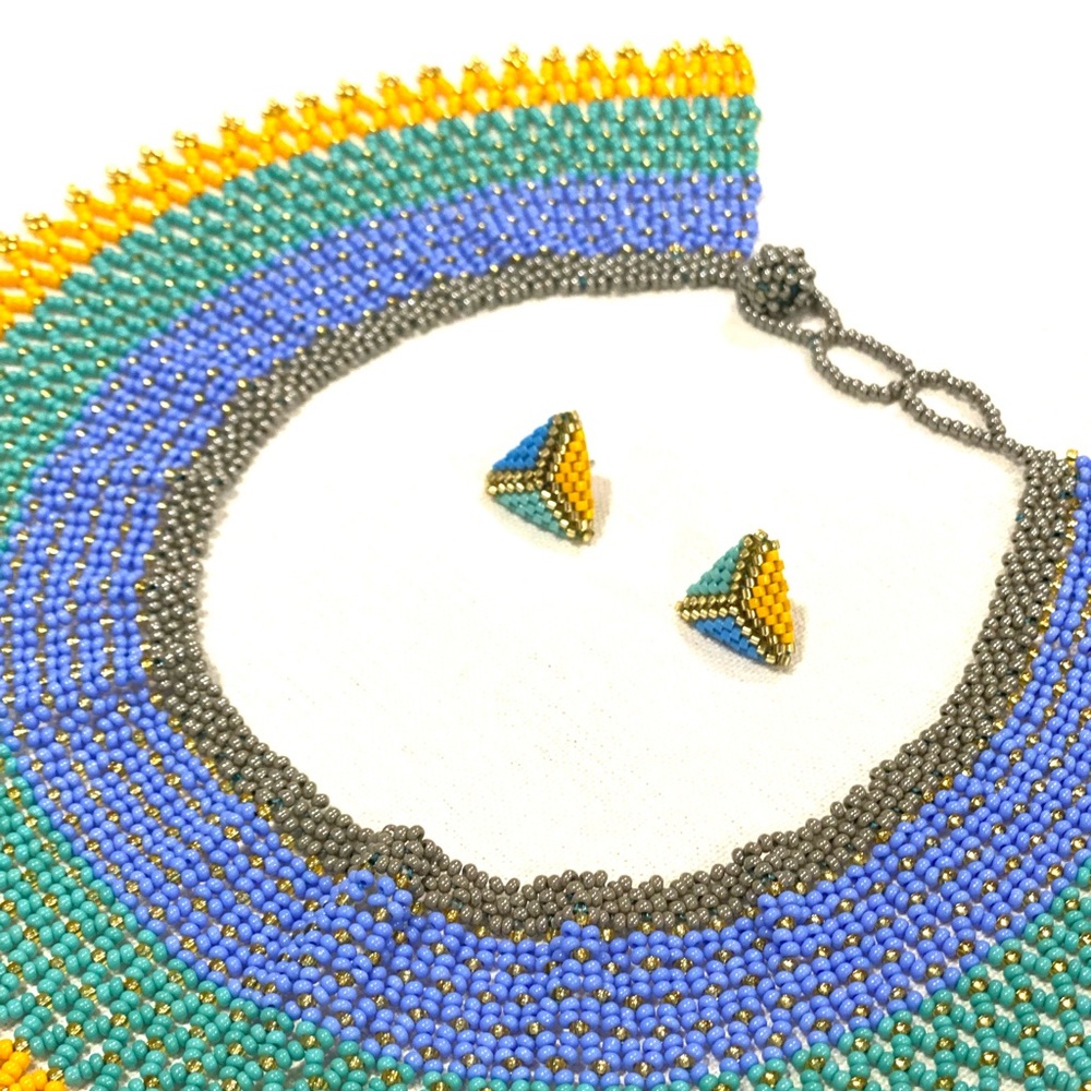 Elegant colorful choker, traditional Colombia necklace handmade